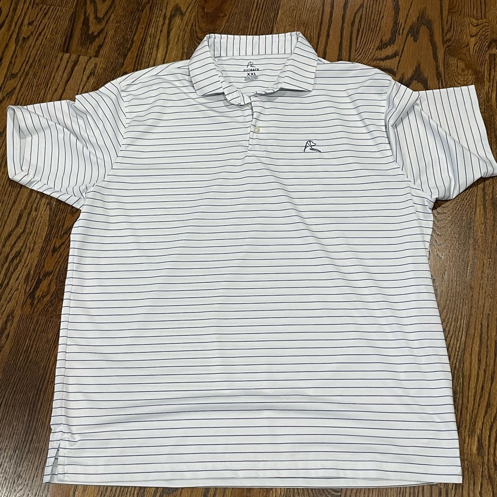 Rhoback White and Navy Striped Polo Shirt